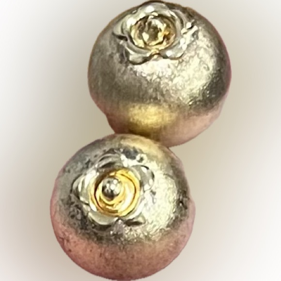 Veronese 925 & Gold Ball Drop Earrings: Brushed Vermeil Dangle Earrings - Picture 14 of 14